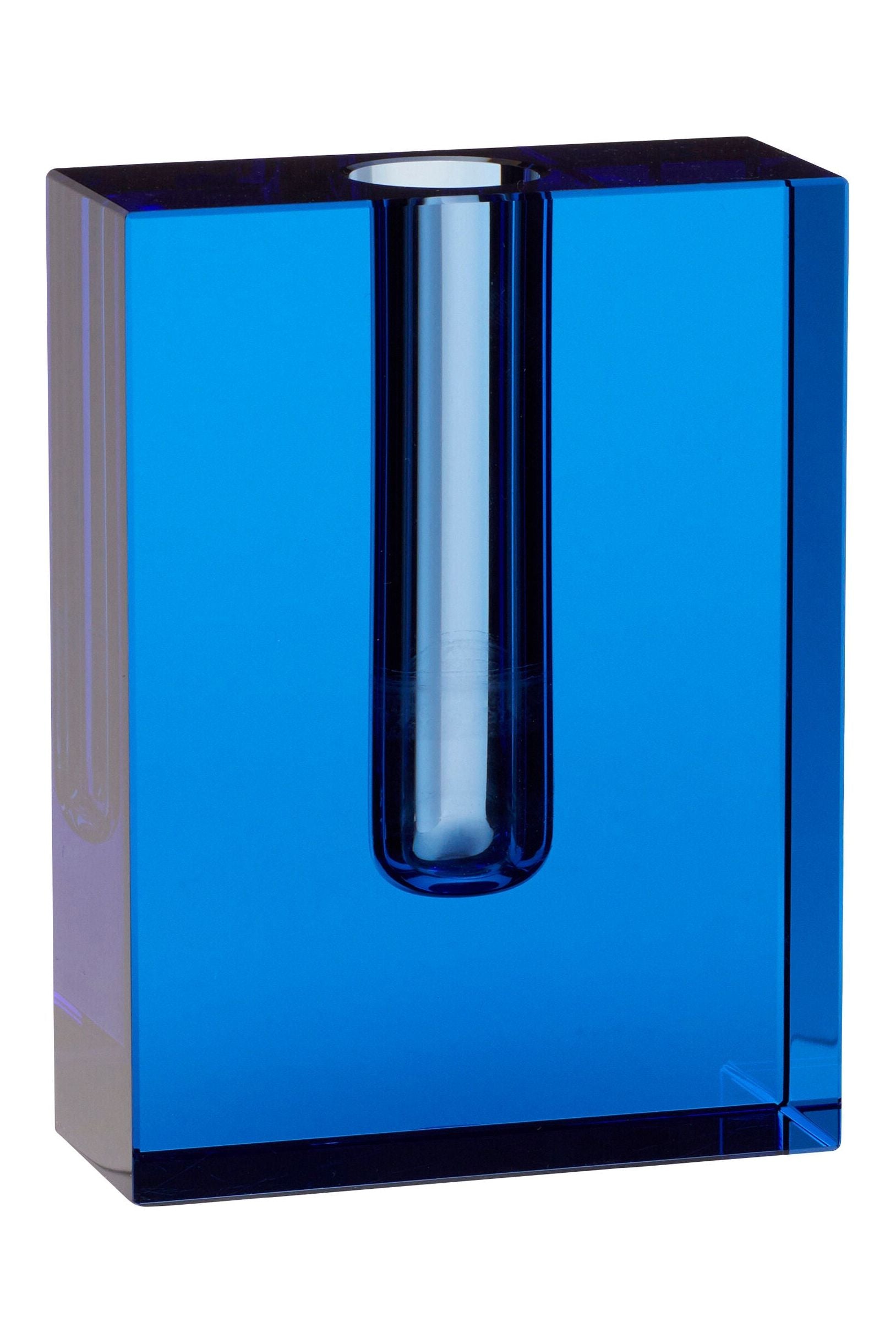 Blaue Blockvase/Kerzenhalter