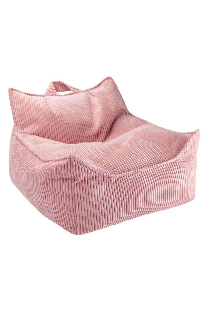 Fauteuil poire en velours côtelé Pink Mousse