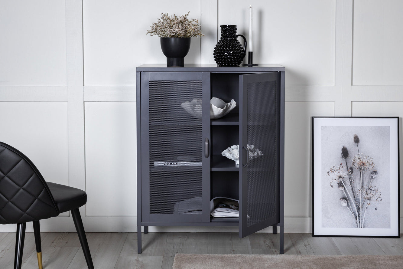 Misha Industrial Bookcase with Wire Mesh Doors