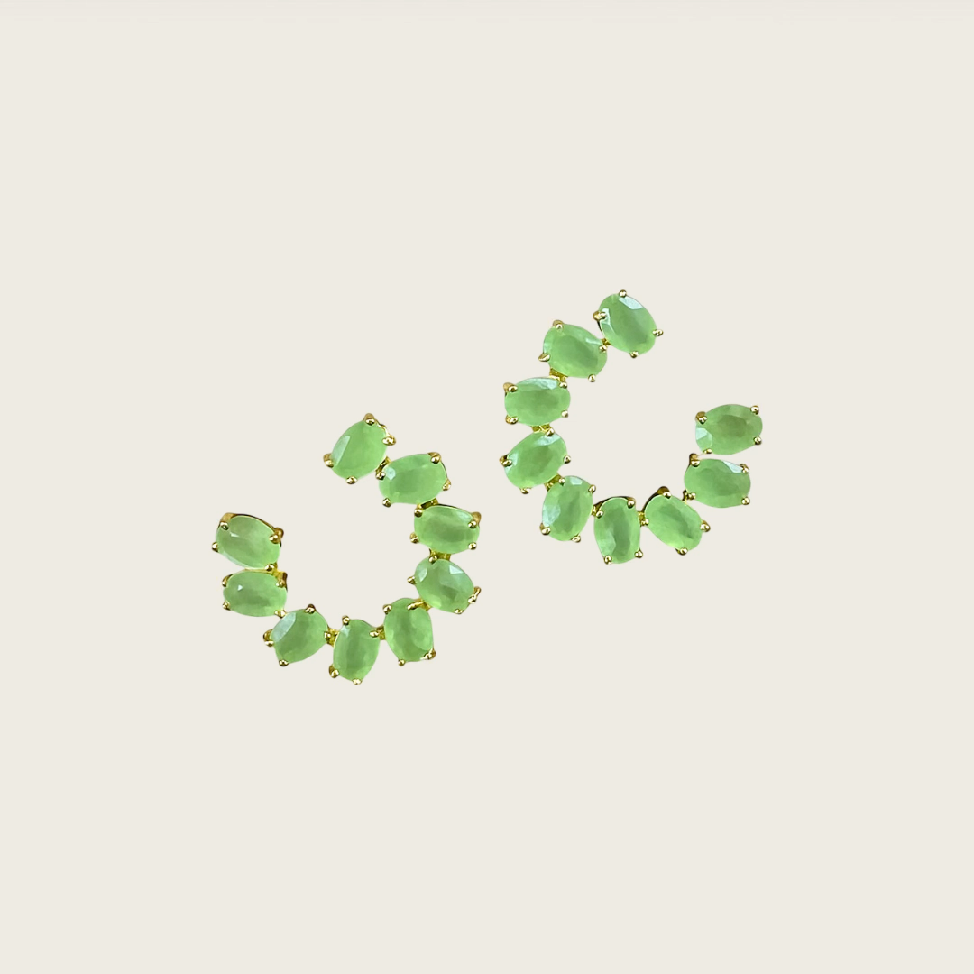 Olive green circular stone earrings