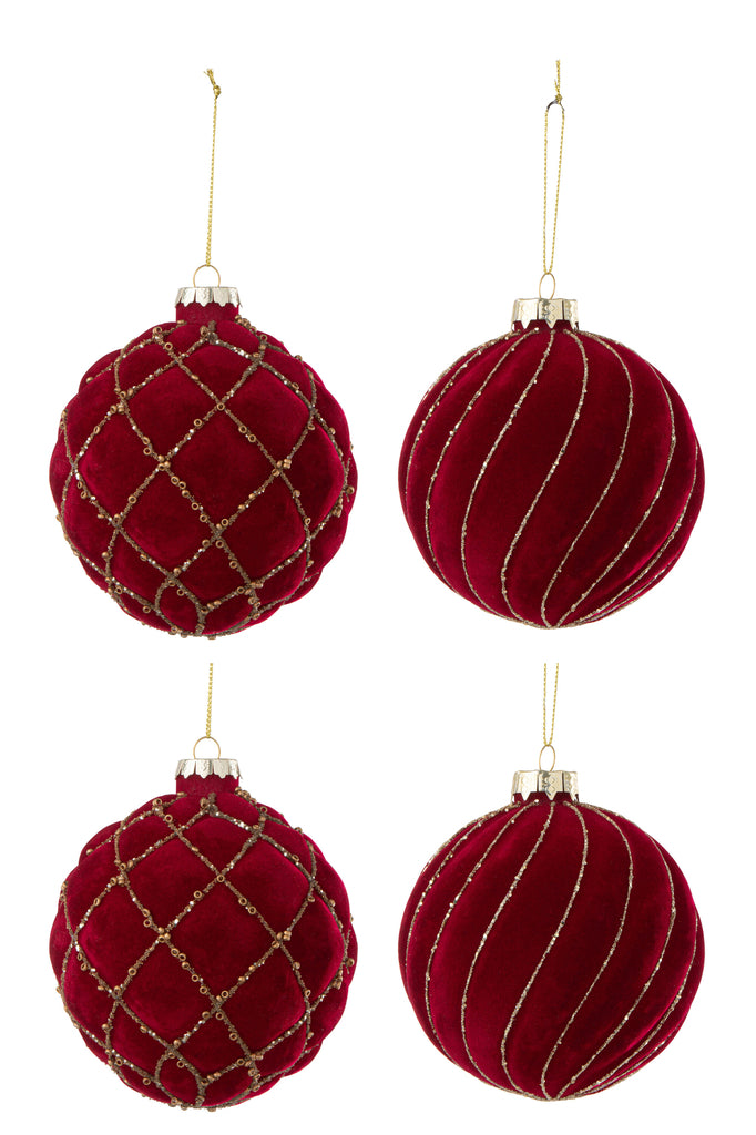 Boîte de 4 Boules de Noël 2+2 – Lignes/Checkered