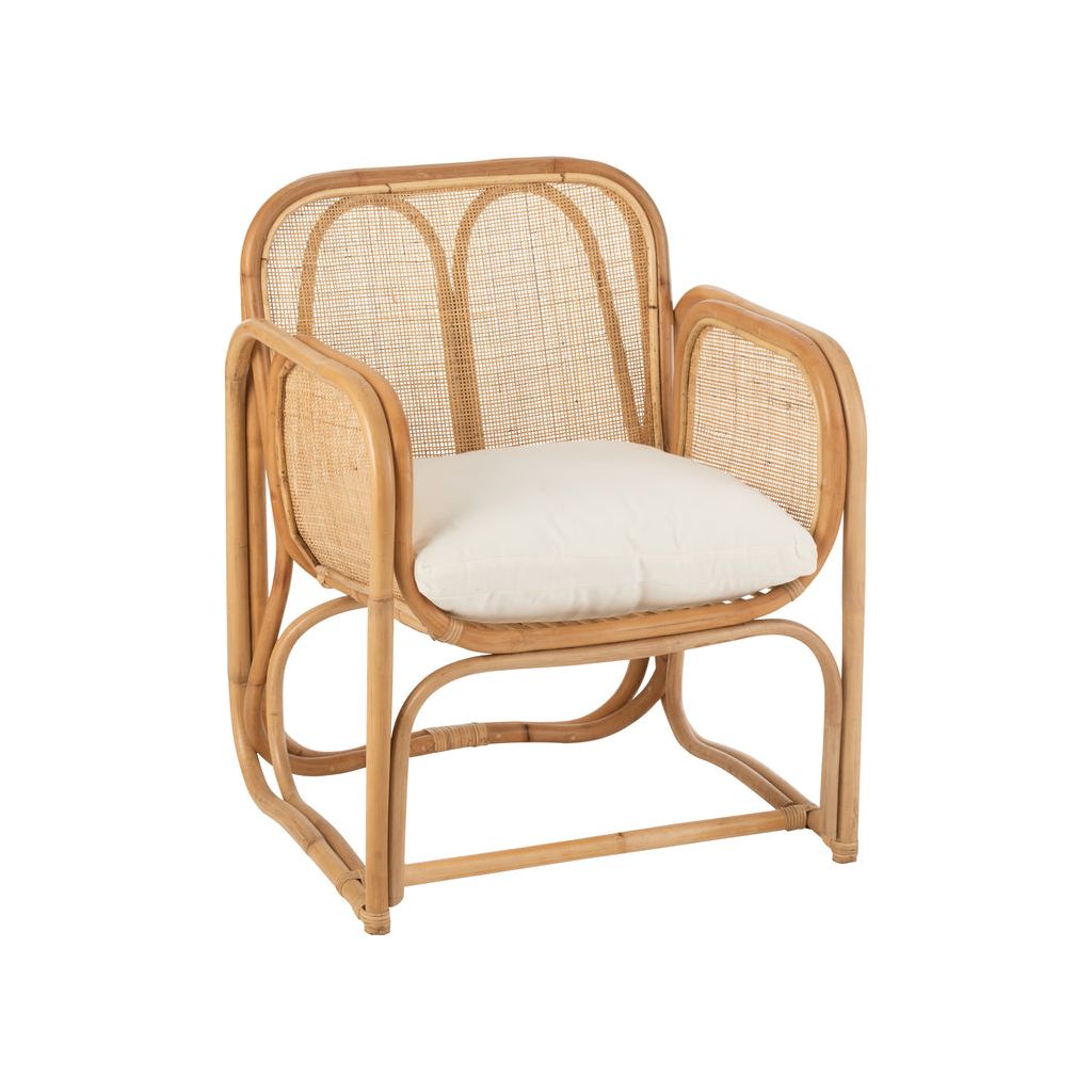 Casablanca Chair + Cushion in Natural Rattan 