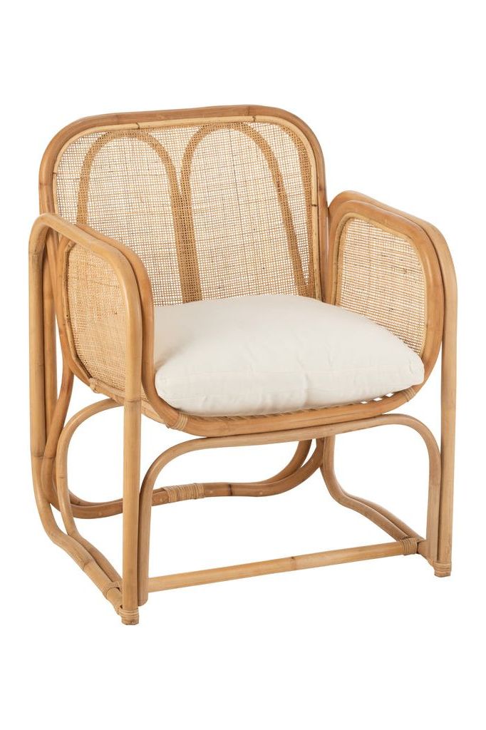 Casablanca Chair + Cushion in Natural Rattan 