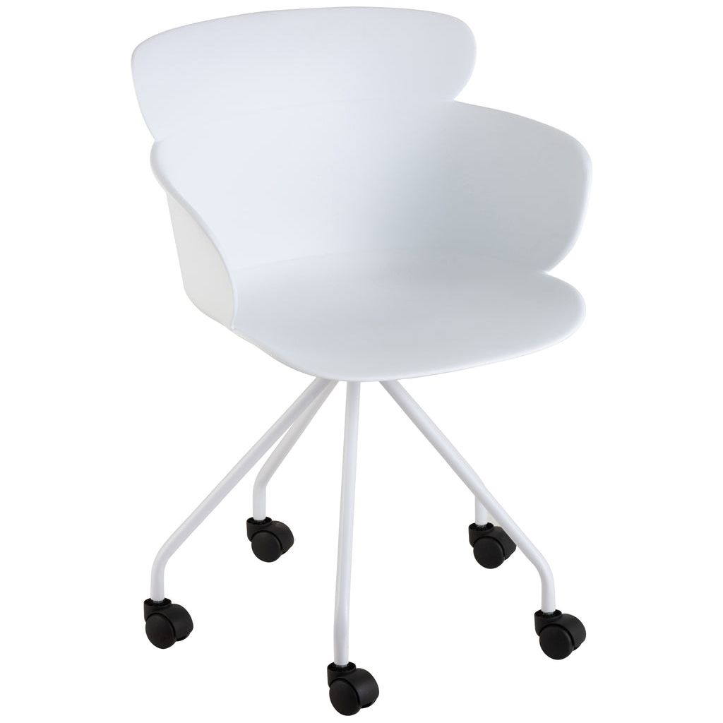 Eva Chair on Casters in White Polypropylene 