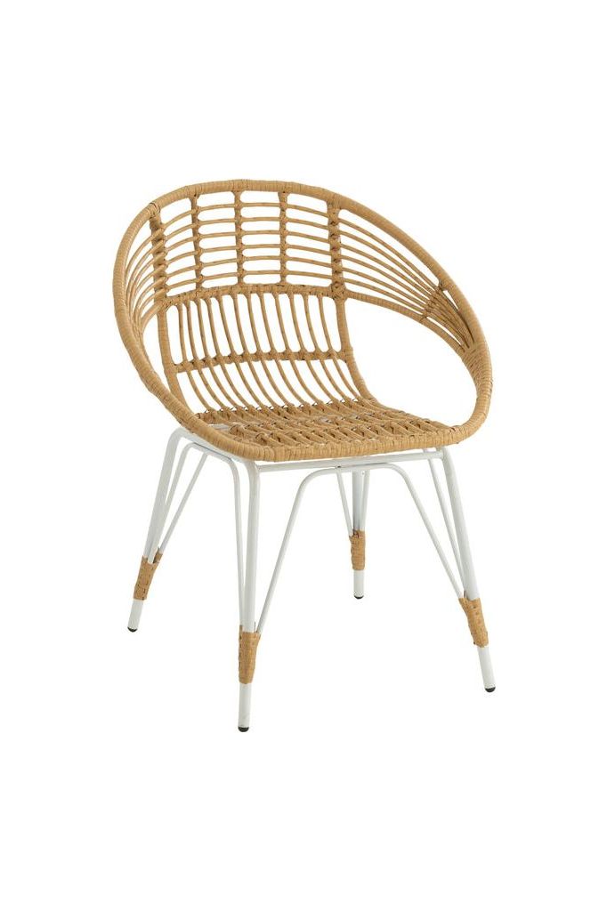 Jeanne Outdoor Chair Metal/Natural Rattan/White 