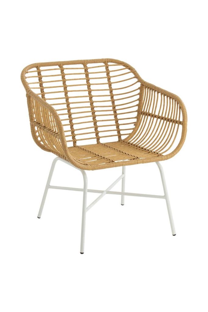 Rachelle Outdoor Chair Metal/Natural Rattan/White 