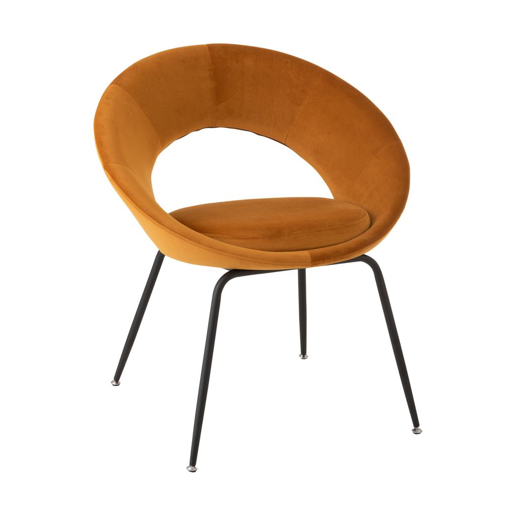 Runder Stuhl aus Metall/Ocker-Textil 