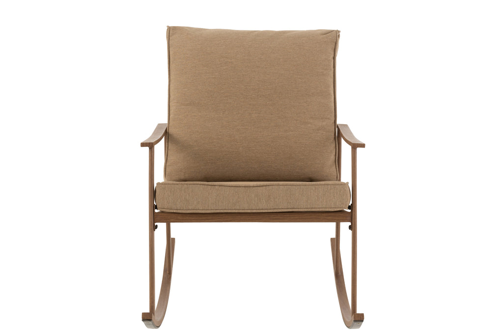 Chaise à balancement en métal/textile beige/marron foncé