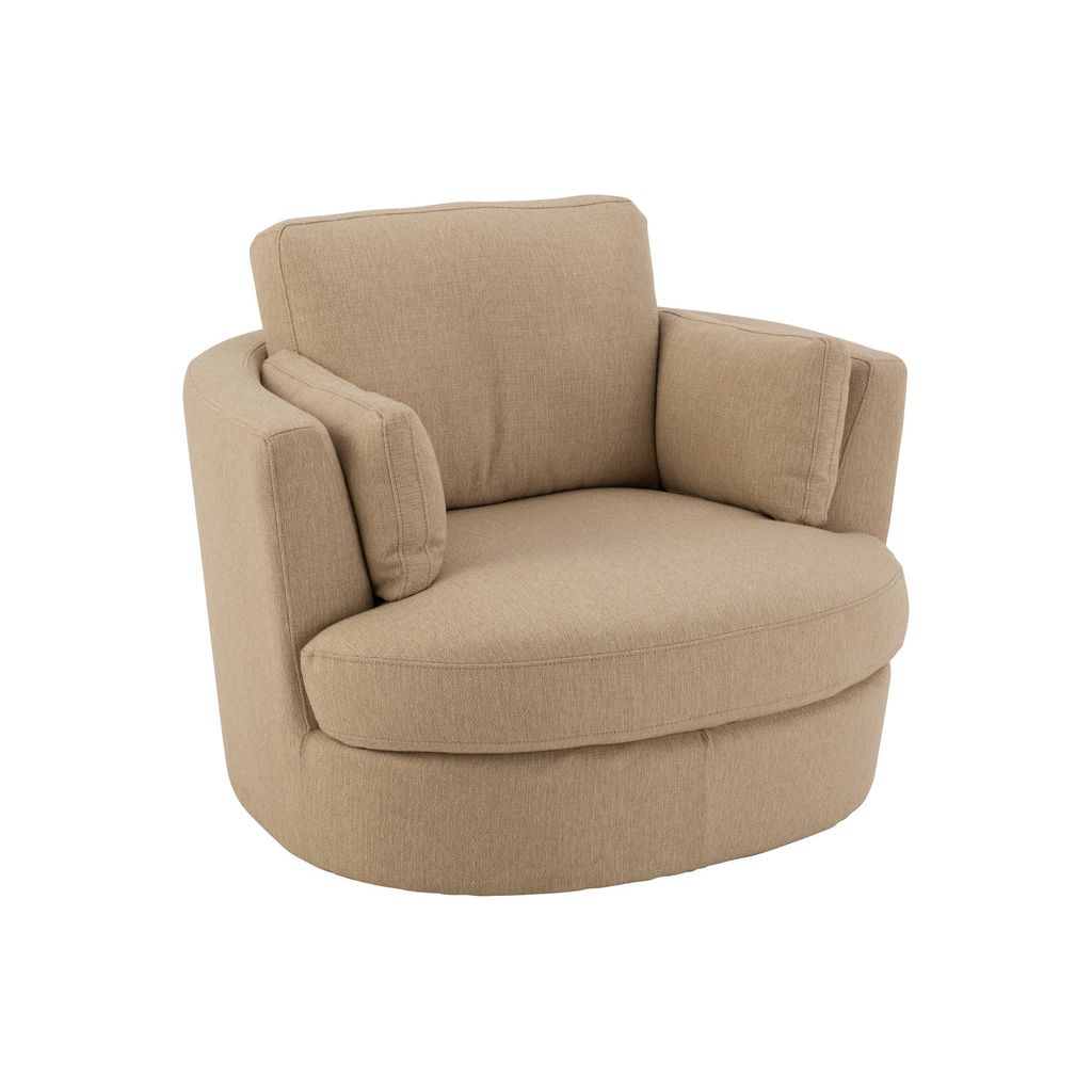 Swivel Chair Wood/Beige Textile 