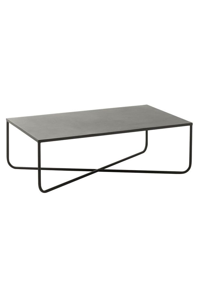 Coffee table with black metal cross structure