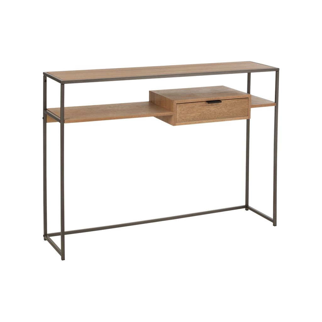 Console with 1 drawer in natural wood/metal 