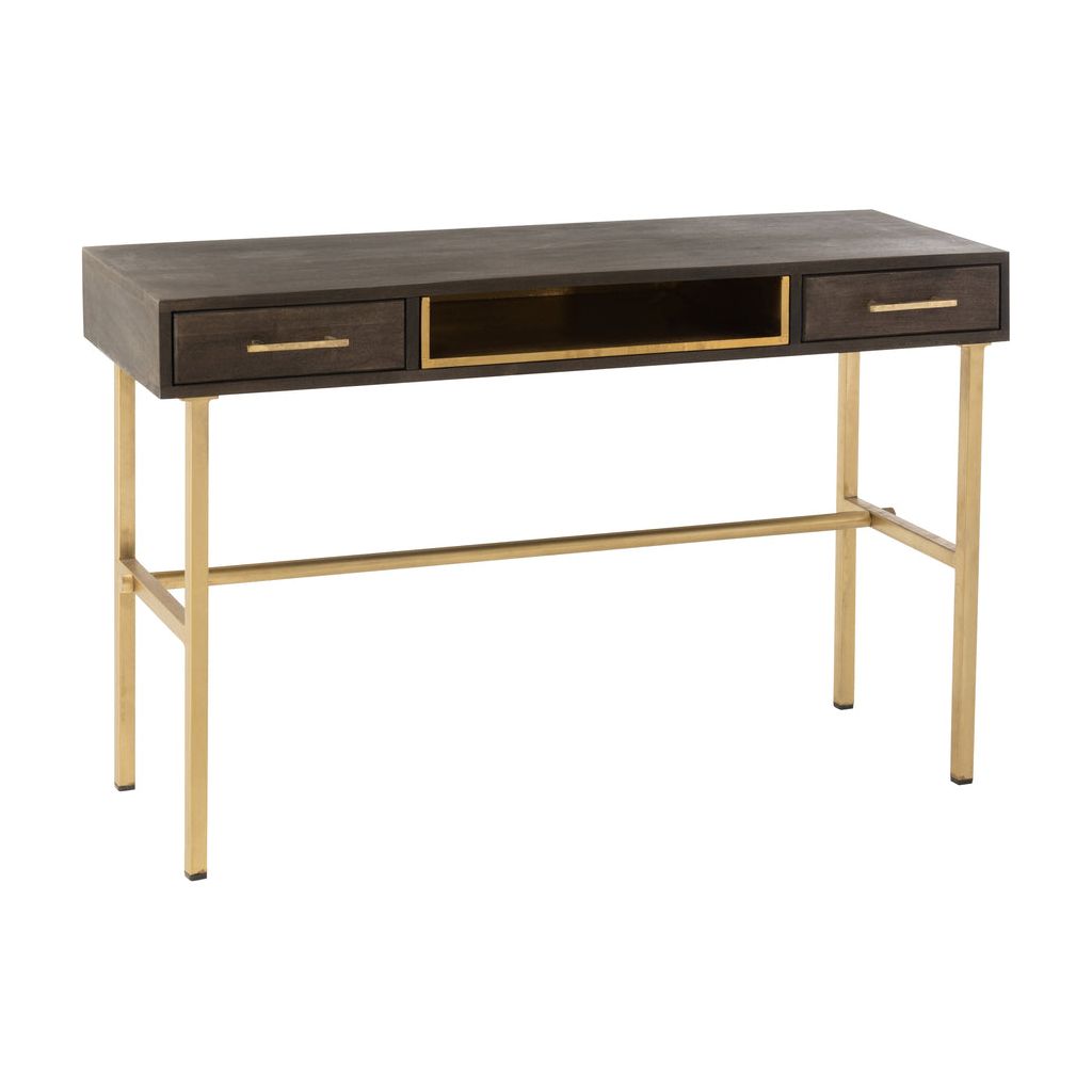 Janis Console 2 Drawers Mango Wood/Brown Metal/Gold