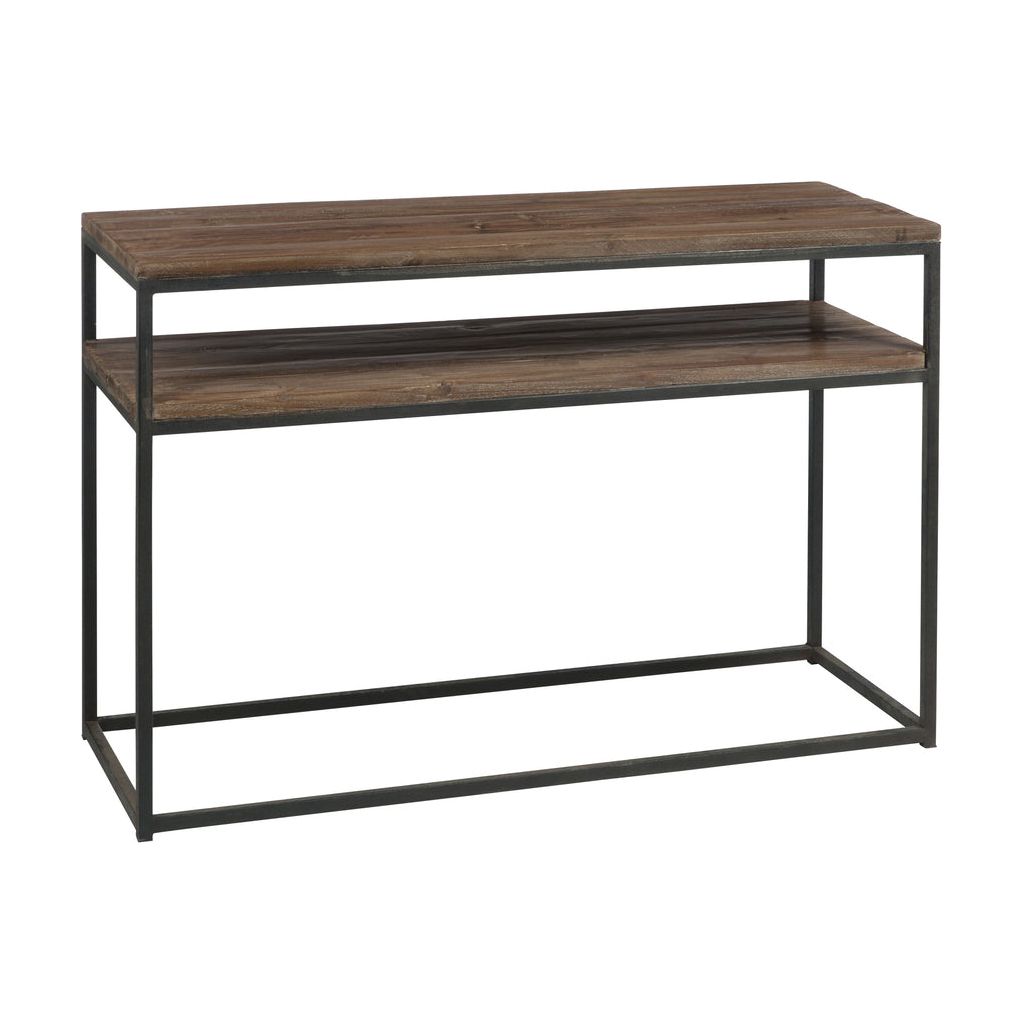 Brown and black wood/metal console 