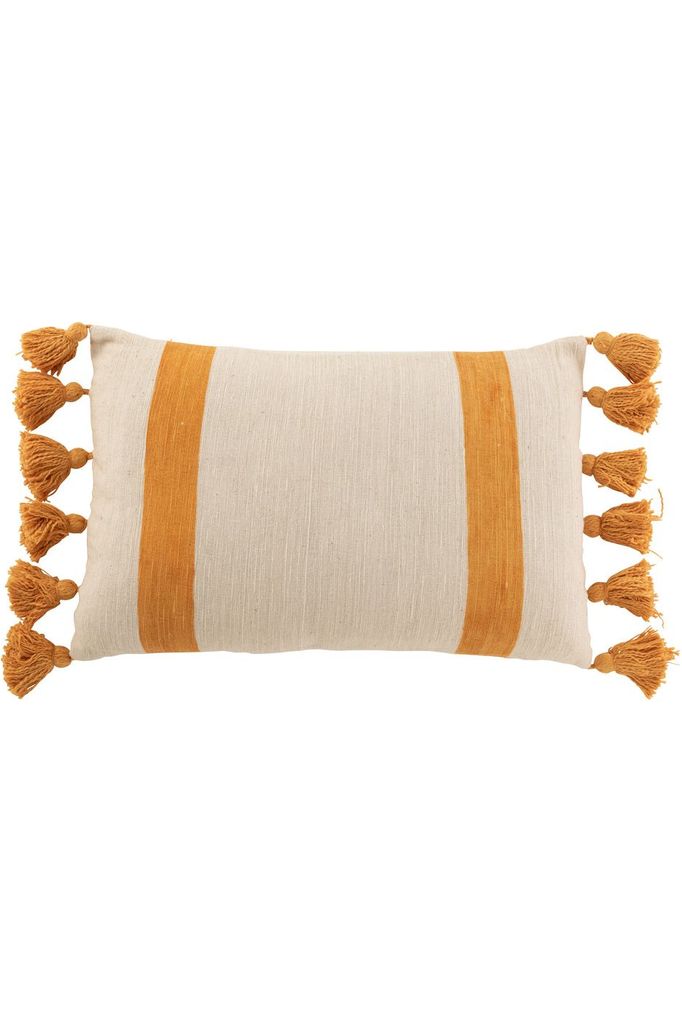 Coussin Beach Grooves Rectangle en Coton Ocre