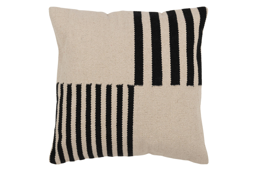 White plaid/striped cushion