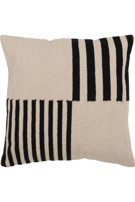 White plaid/striped cushion