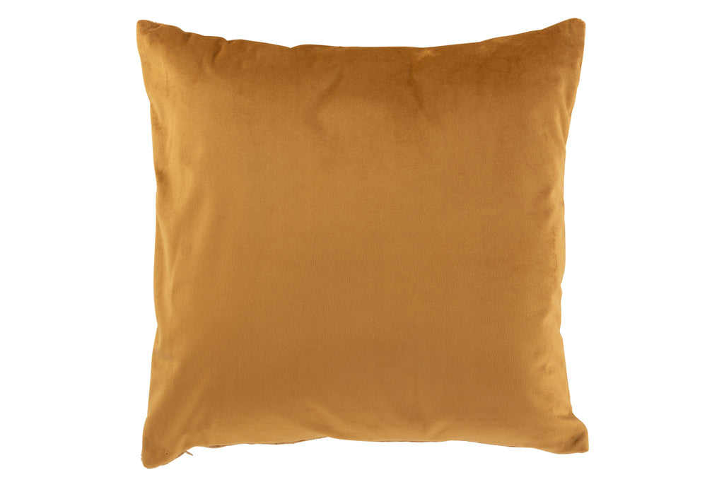 Coussin en chenille avec motif, polyester, coloris ocre/blanc