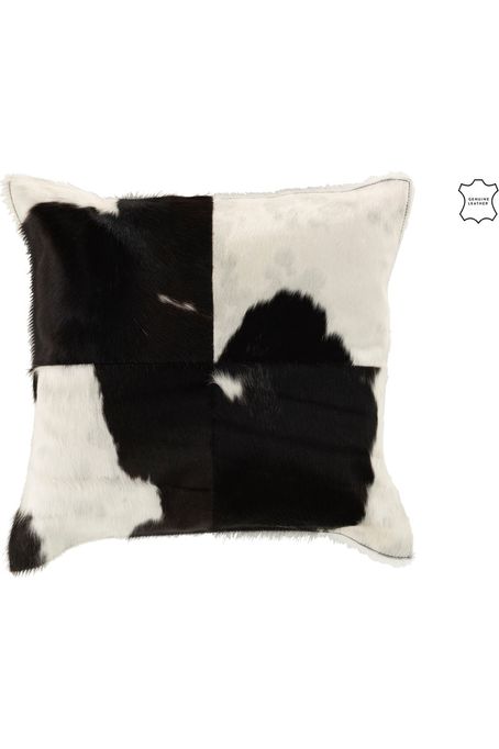 Coussin carré motif vache, cuir