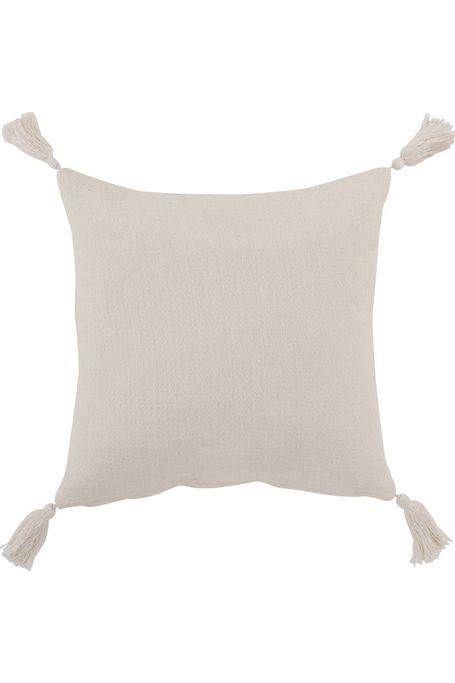 Coussin Fleur avec Pompons en Coton Blanc