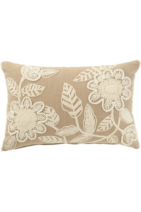 Embroidered flower pattern cushion