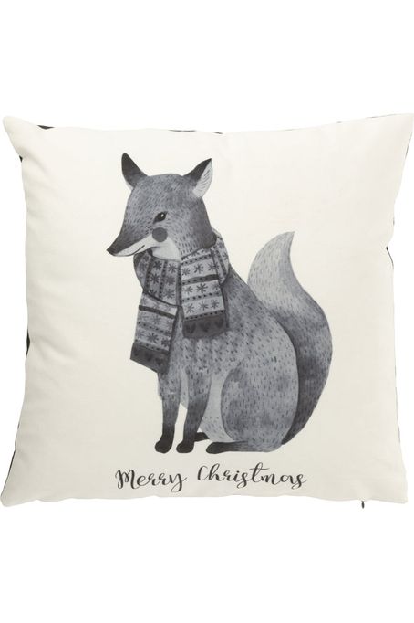 Fox pattern cushion with scarf