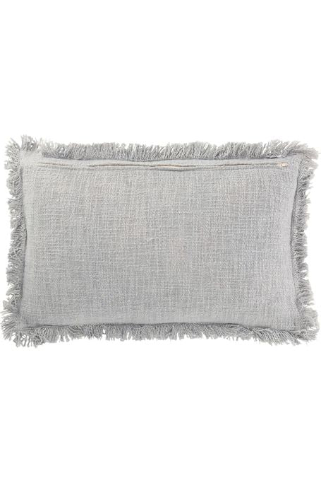 Coussin Frange Coton Velours Bleu