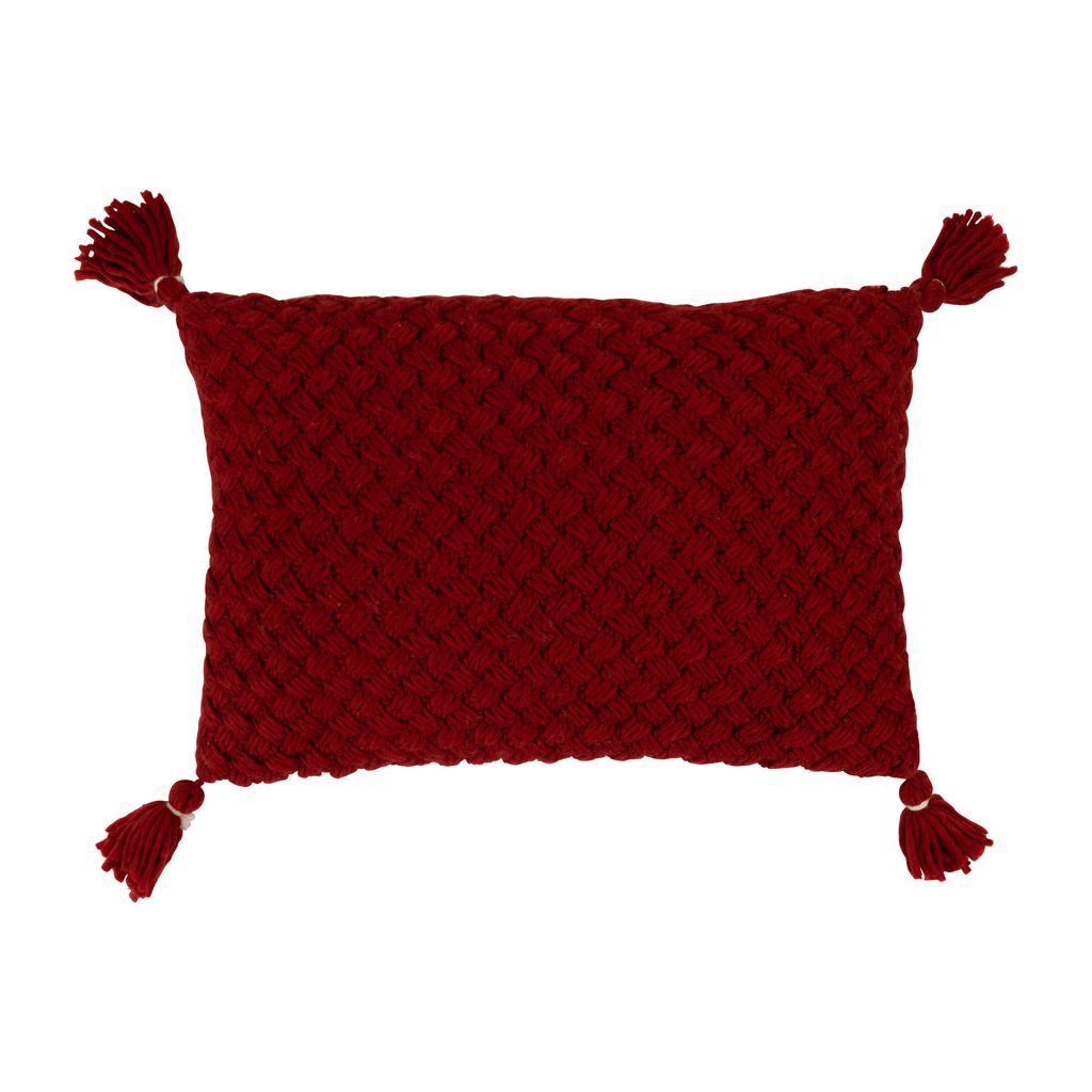 Knitted Cushion with Pompoms
