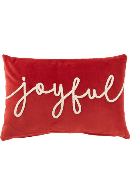 Joyful Velvet Rectangular Cushion Red/White