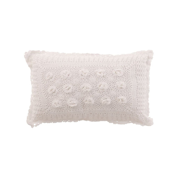 Coussin Rectangle Dentelles Coton Blanc