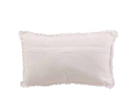 Coussin Rectangle Dentelles Coton Blanc