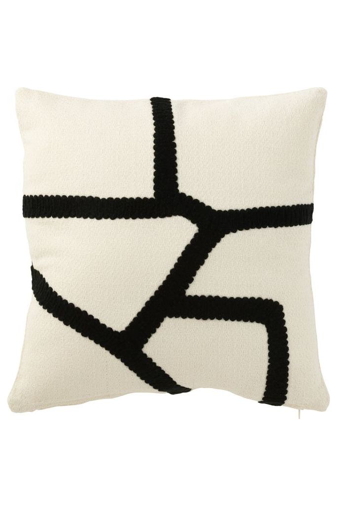 Coussin Ligne Textile Blanc/Noir