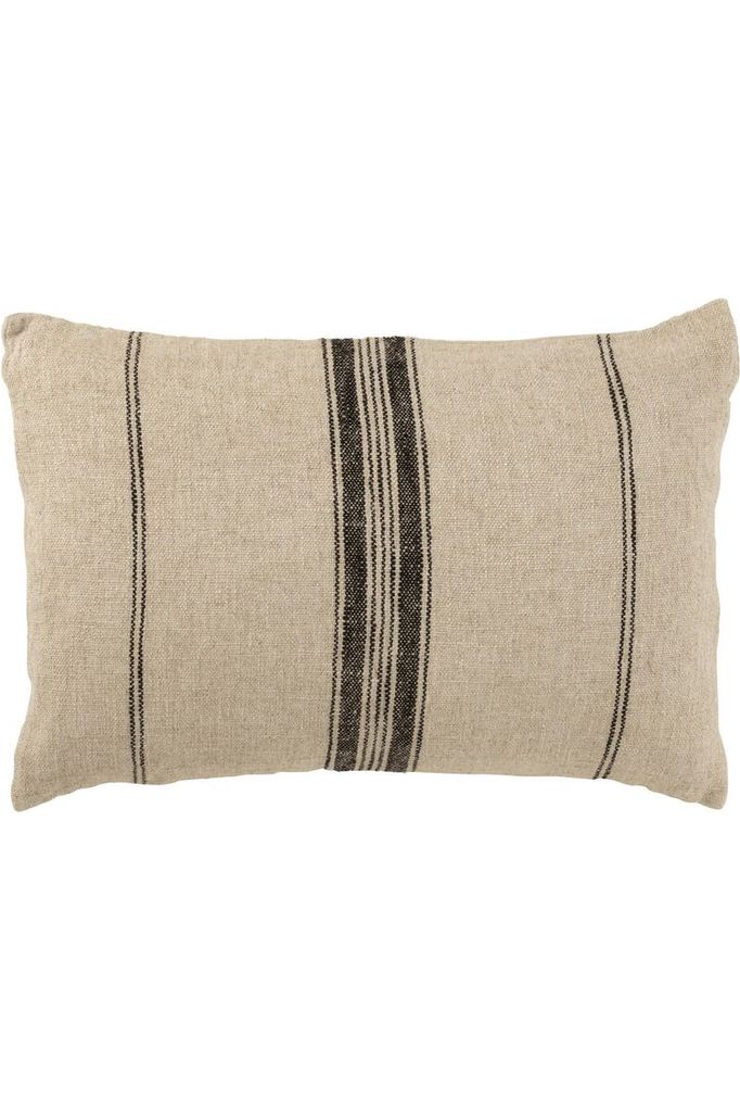 Coussin Lignes Lin Beige Long