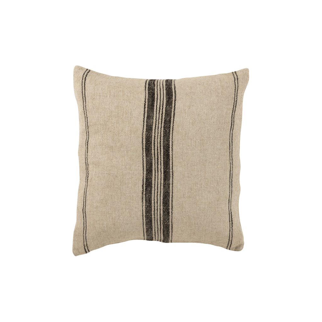 Striped Beige Linen Square Cushion