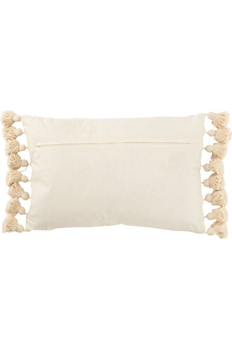 Coussin Pompon Coton Beige Long