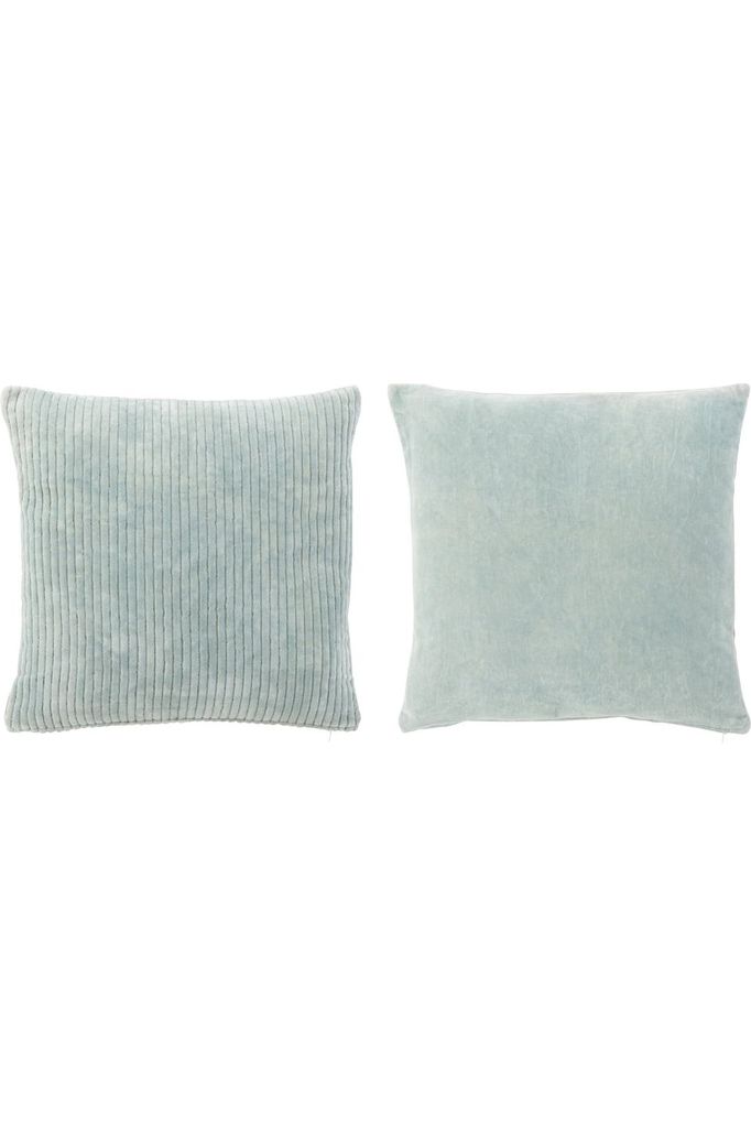 Coussin Velours Carre Coton Bleu Assortiment De 2