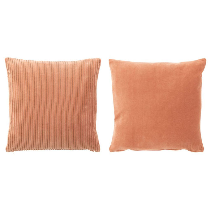 Coussin Velours Carre Coton Rose Assortiment De 2