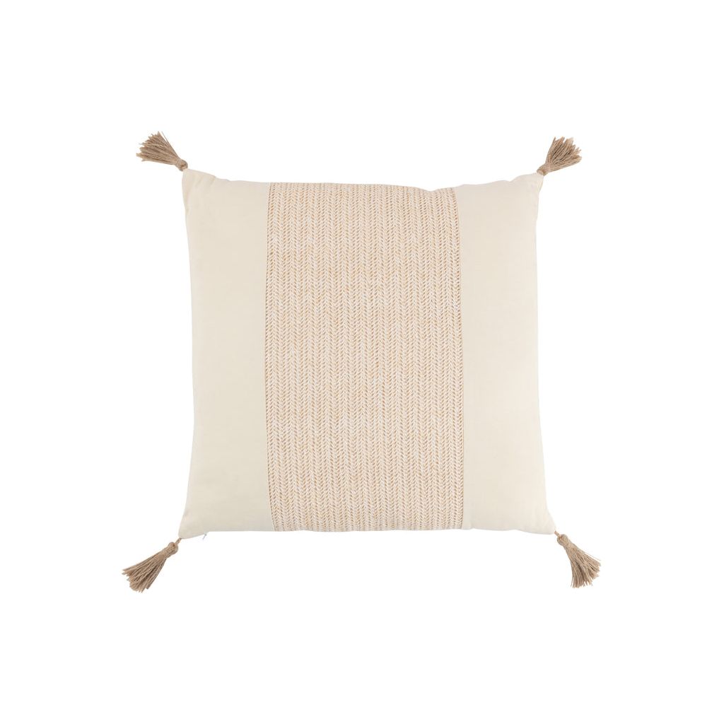 Square Woven Cushion in Beige Polyester
