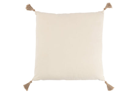 Coussin Tissé Carré en Polyester Beige