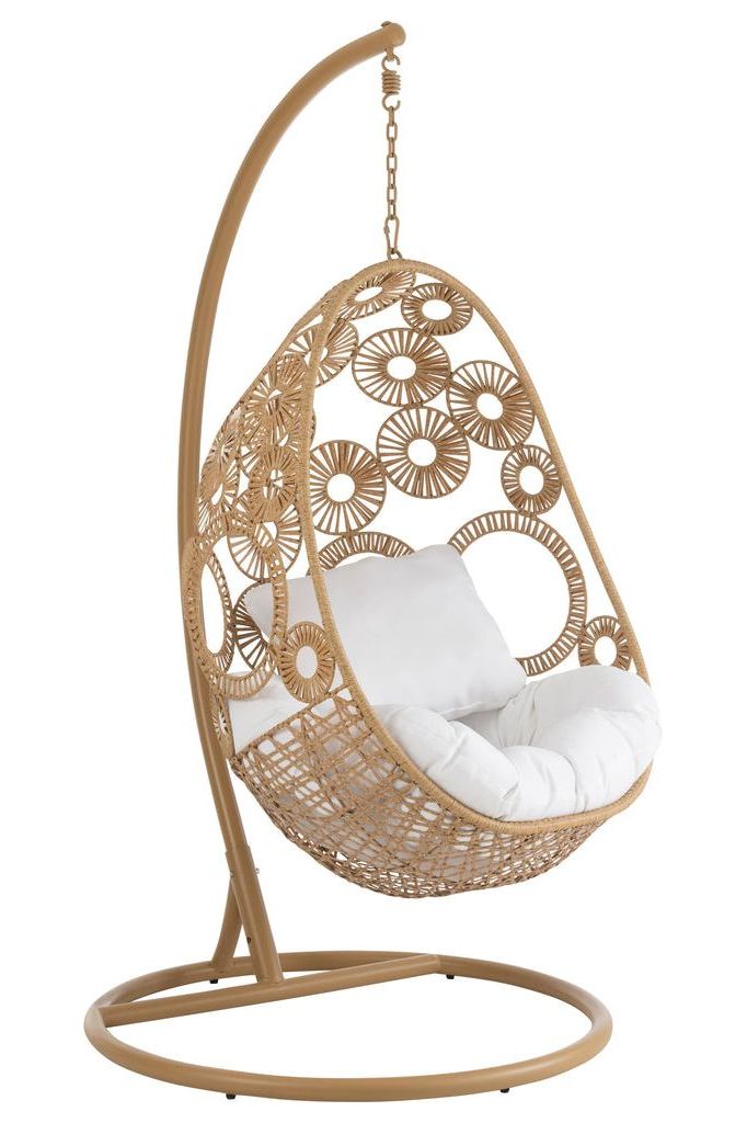 Hanging Chair + Cushions Bula Metal/Beige Wicker 