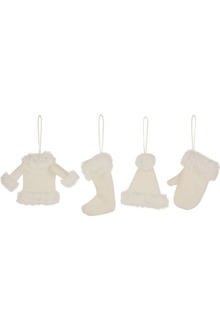 Cintres de Vêtements de Noël en Textile Beige - Assortiment de 4