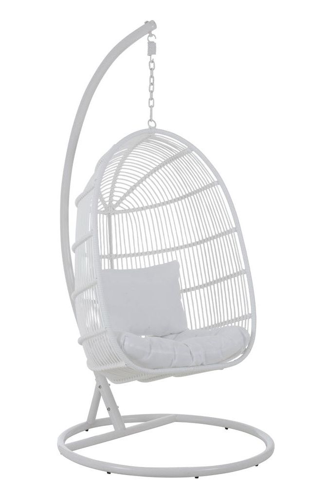 Oval Hanging Chair in White Steel 