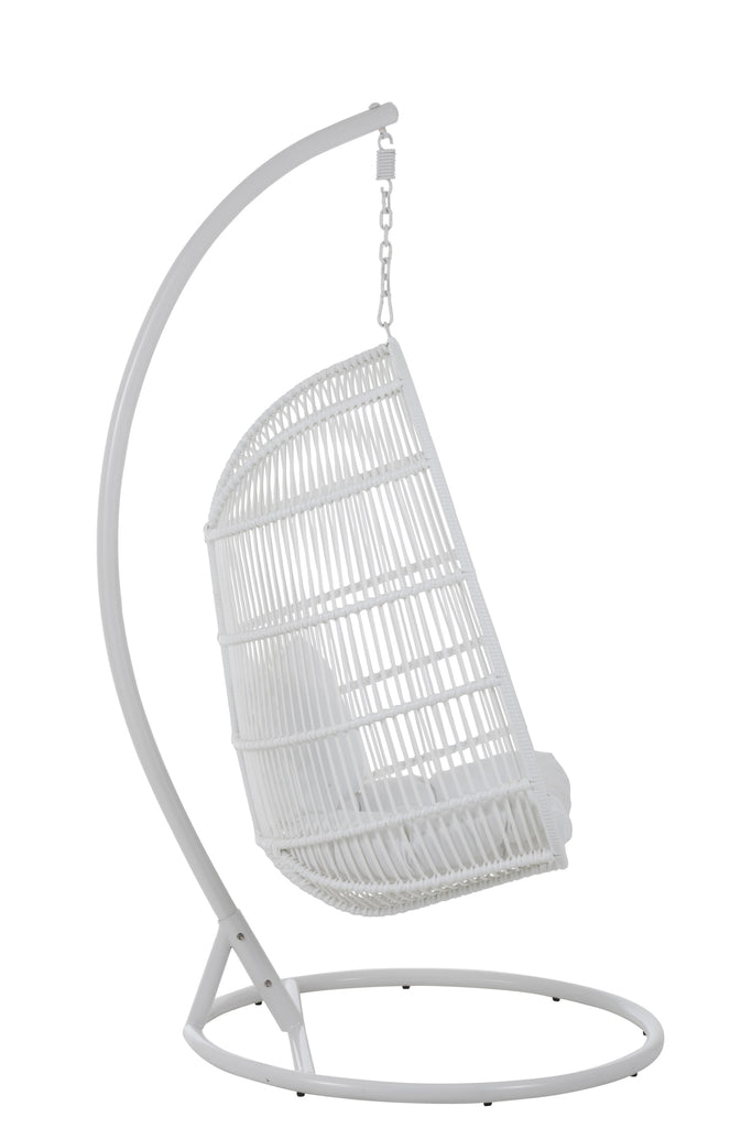 Oval Hanging Chair in White Steel 