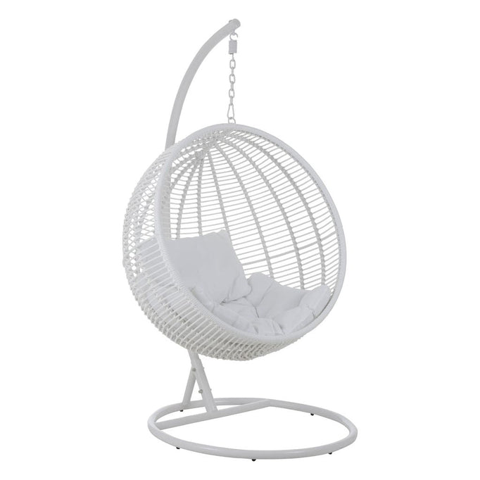 Round Hanging Chair in White Steel 