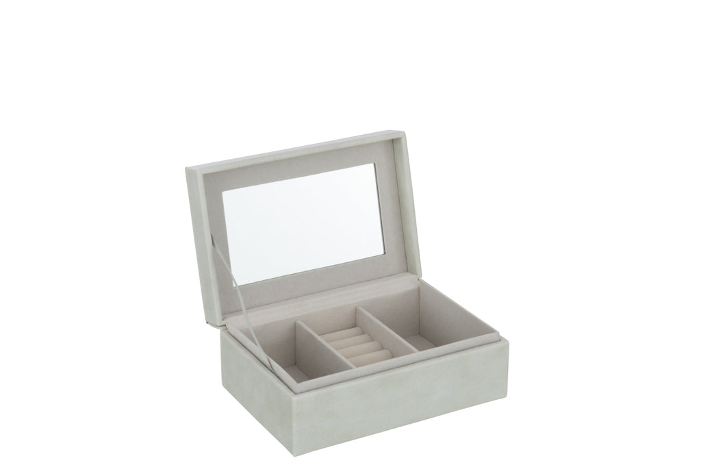 Jewelry Box 3 Compartments + Gray Mirror