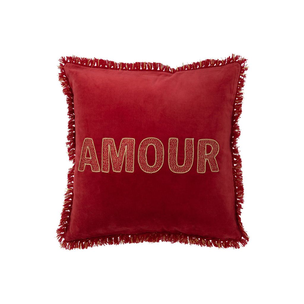Coussin Amour Textile Rouge/Doré