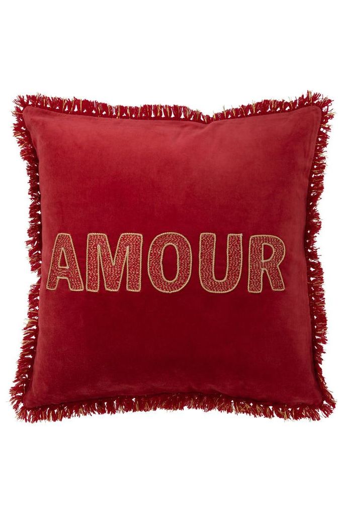 Coussin Amour Textile Rouge/Doré