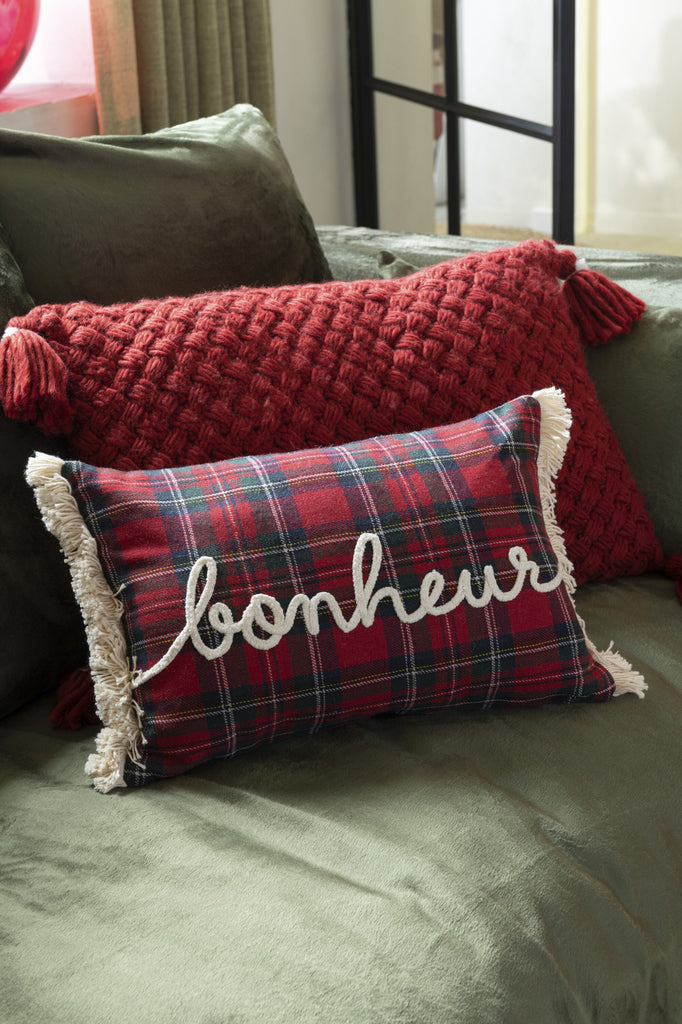 Coussin Carreaux Bonheur Rouge/Vert