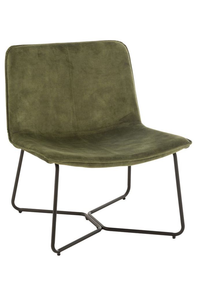 Isabel Lounge Chair Metall/Grüner Stoff 