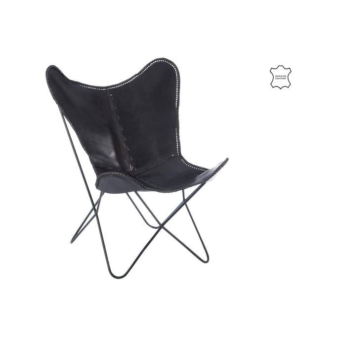 Chaise Lounge Cuir/Métal Noir