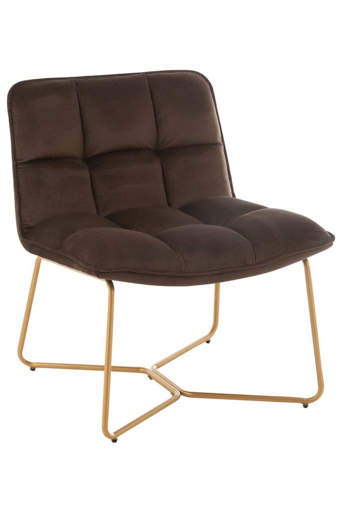 Lisa Lounge Chair Metall/Dunkelbraunes Textil 